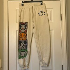 Disney 100 Character Sweatpants Womens Medium Ivory Cream Color joggers